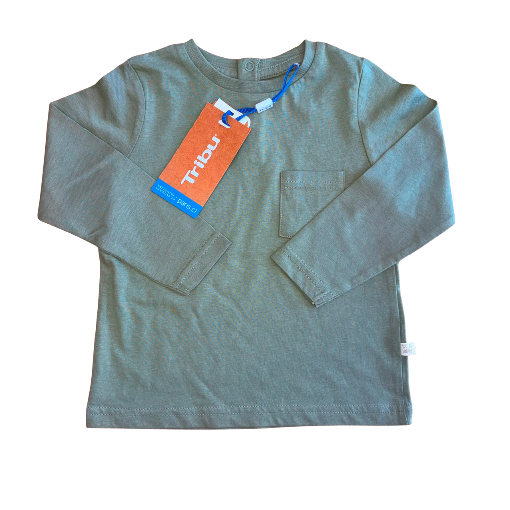 Polera manga larga de etiqueta verde oliva
