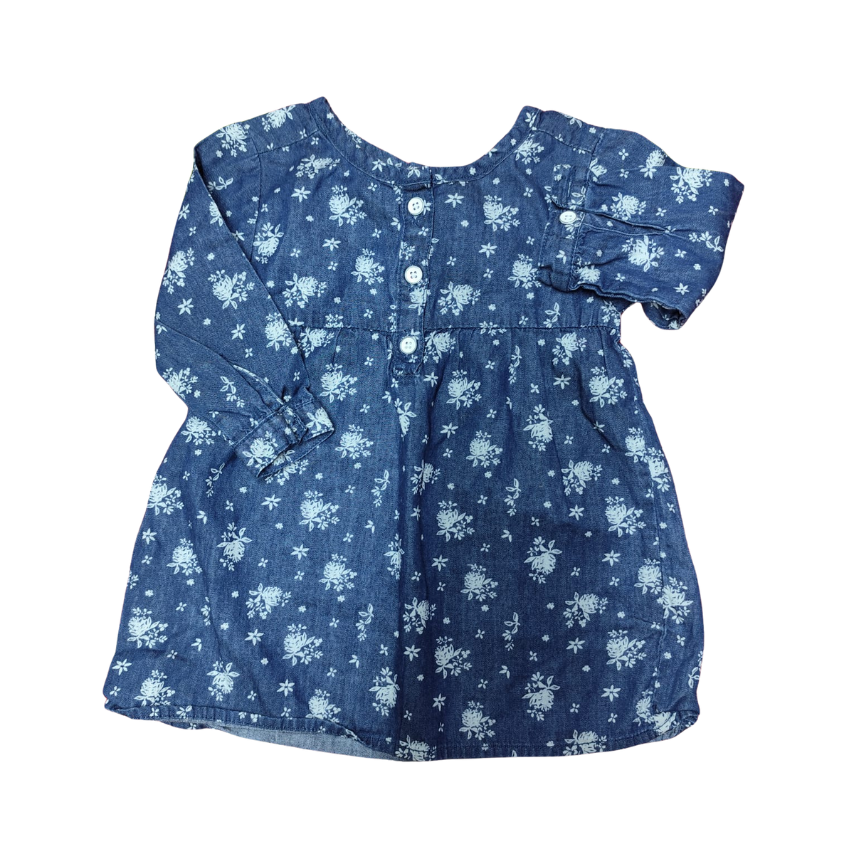 Vestido manga larga azul floreado