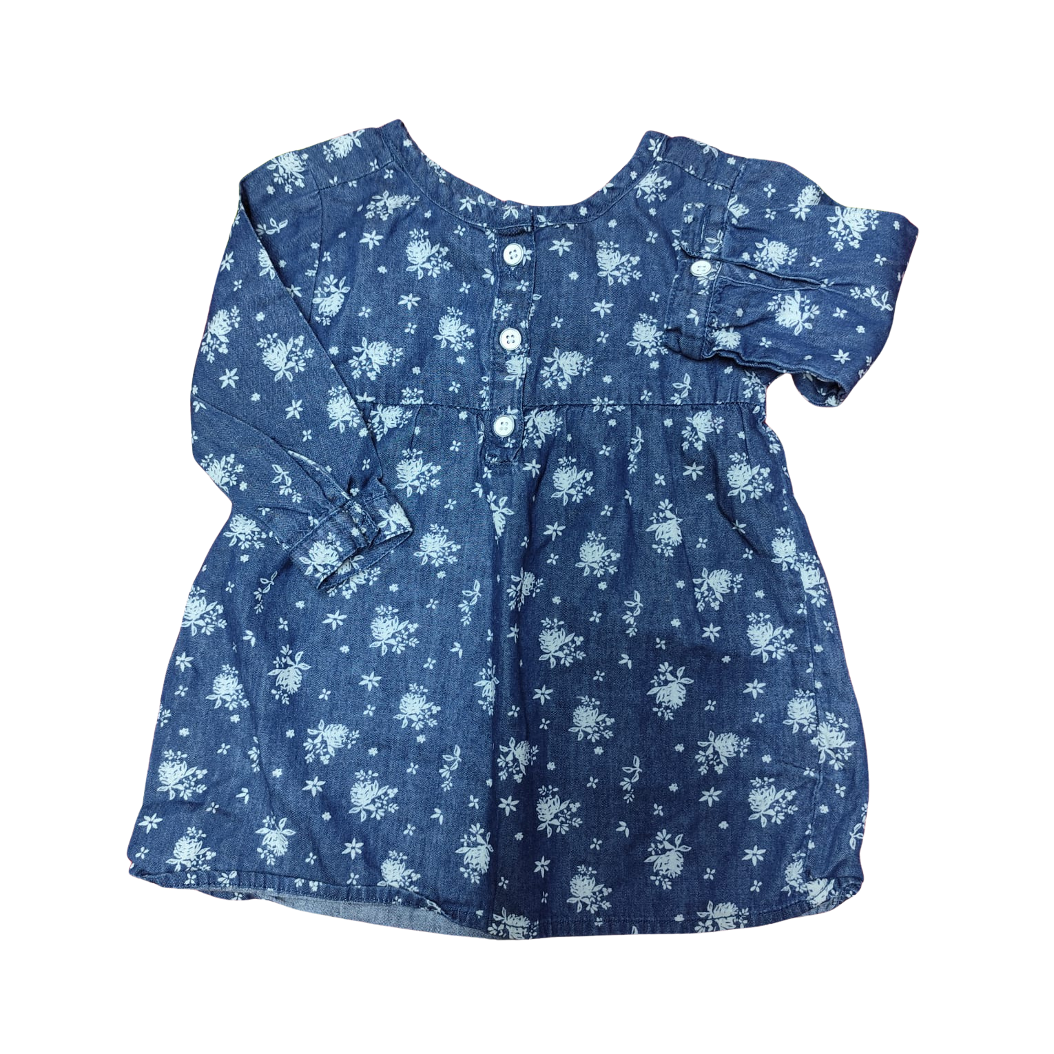 Vestido manga larga azul floreado