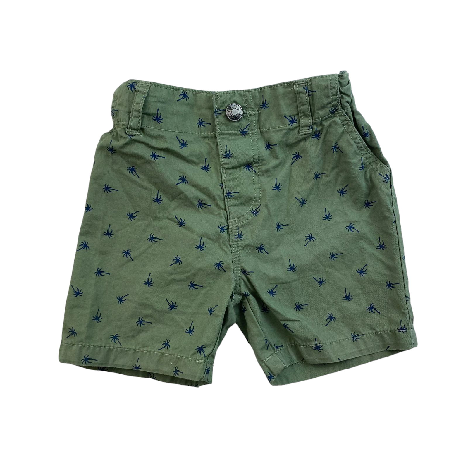 Short verde oscuro con palmeras y pretina