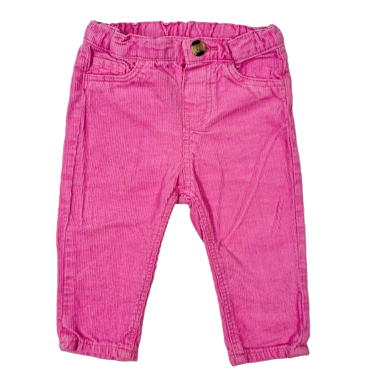 Pantalon cotele rosado con pretina bolsillo y boton cafe