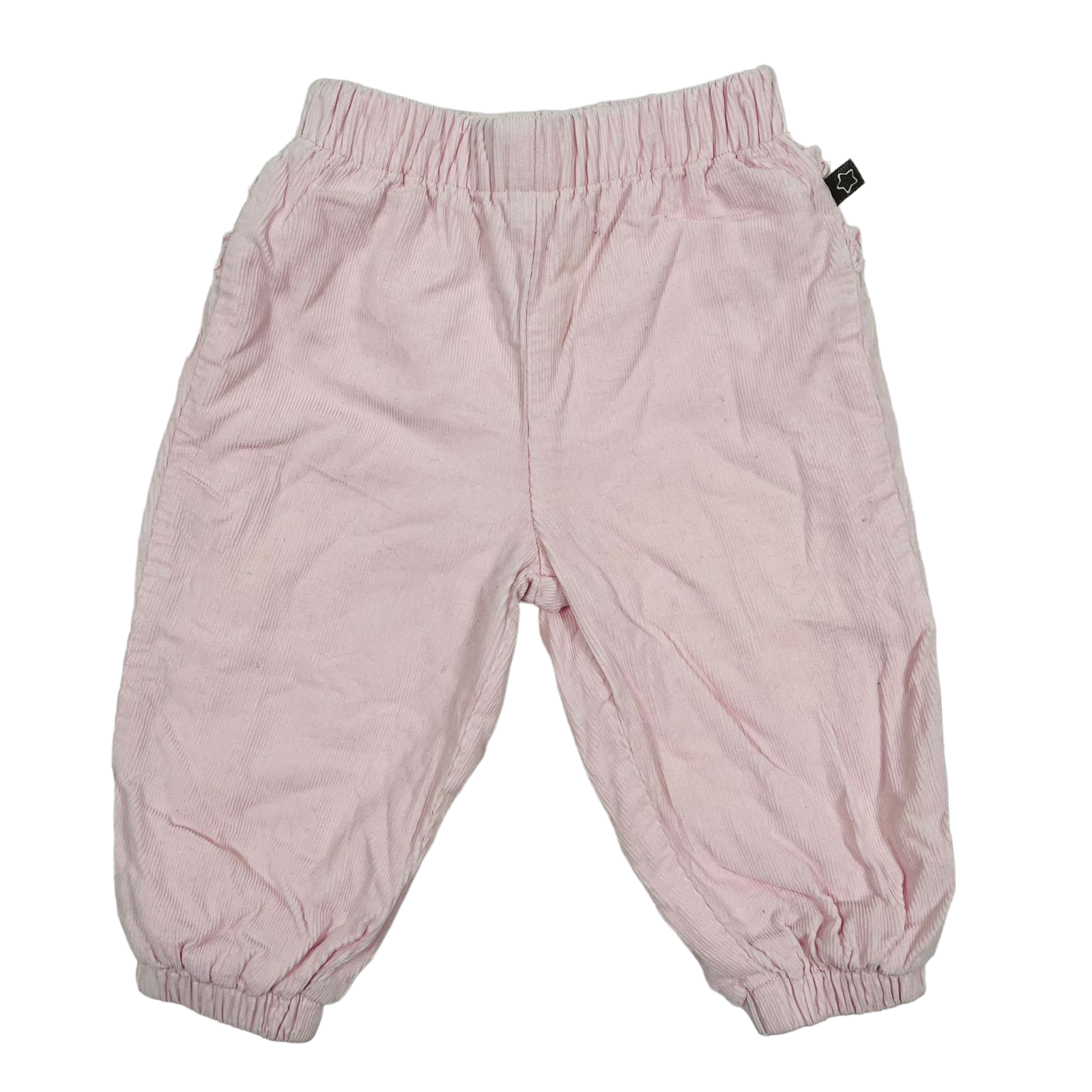 Pantalon rosado cotele con vuelitos con pretina y puños