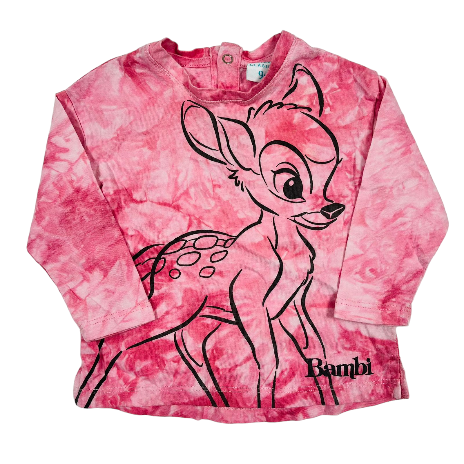 Polera manga larga desgrade rosado diseño de bambi