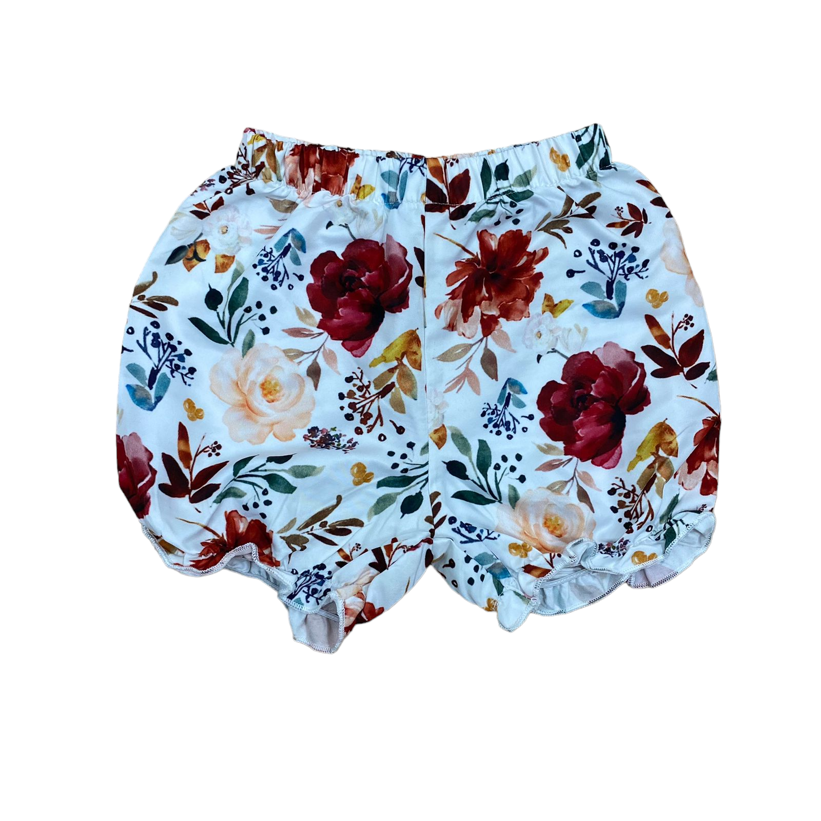 Short blanco con rosas y pretina