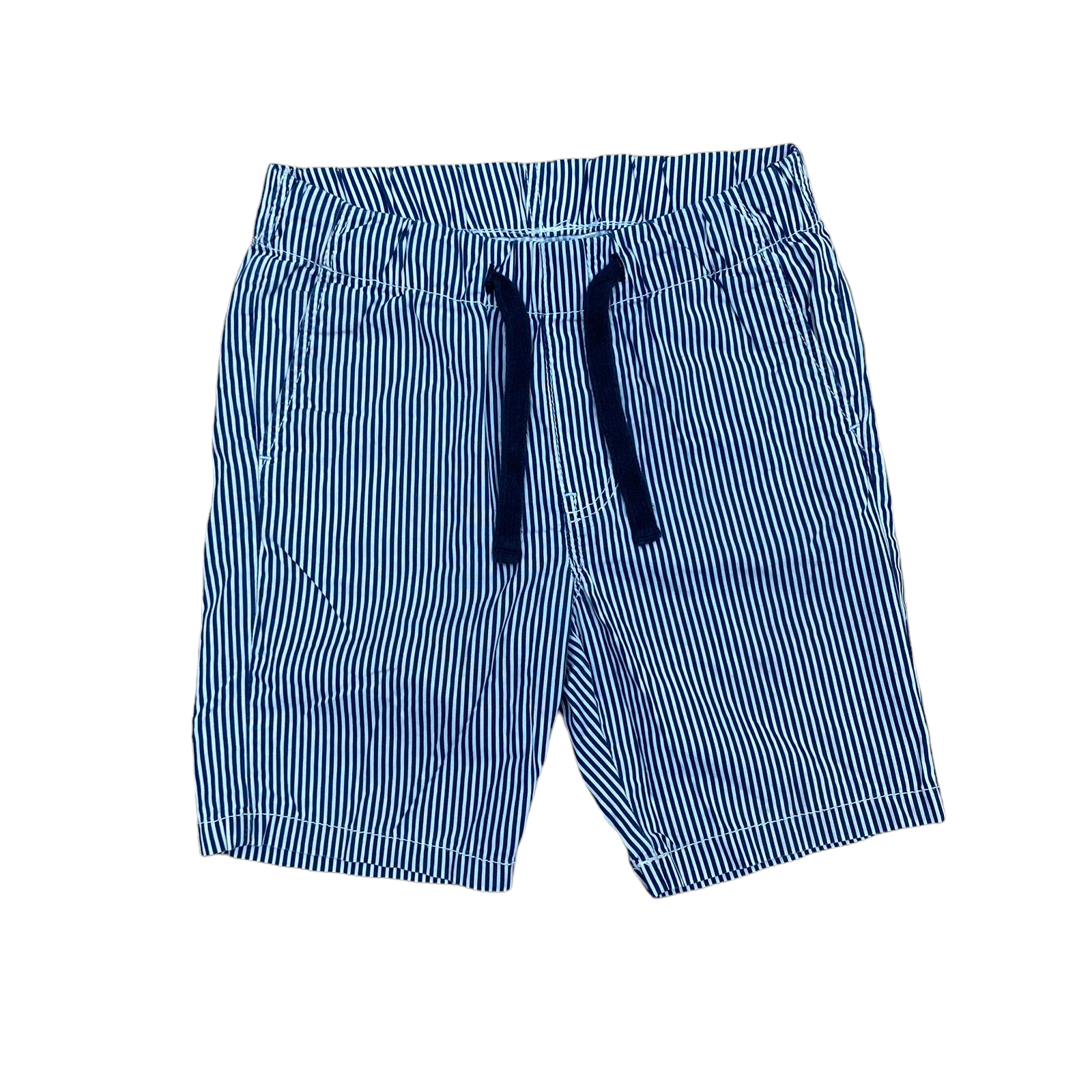 Short con rayas azul oscuro con rayas blancas y cordones