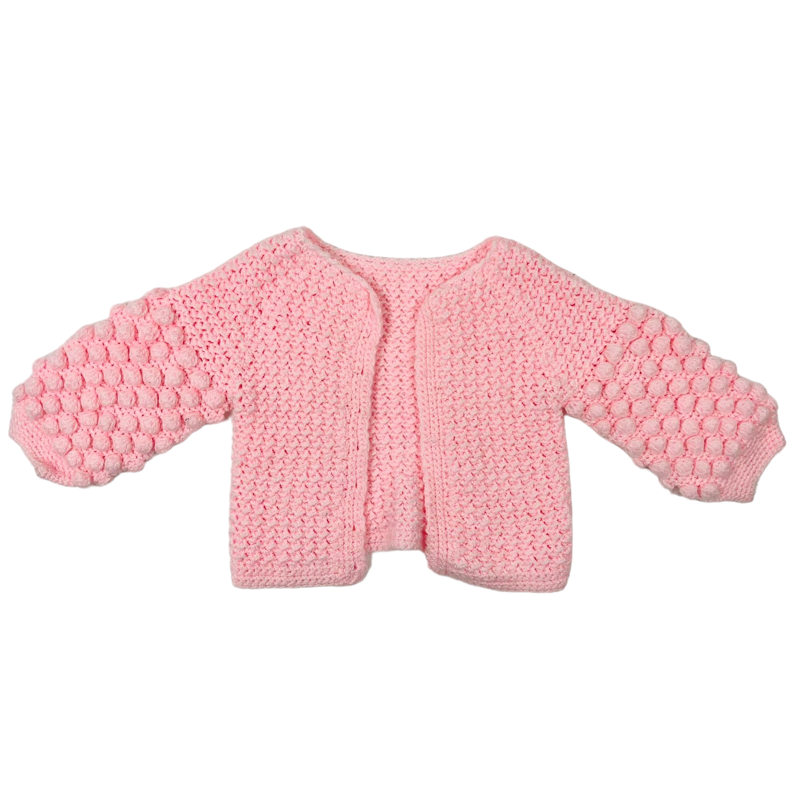 Chaleco lana rosa con diseños de pelotitas