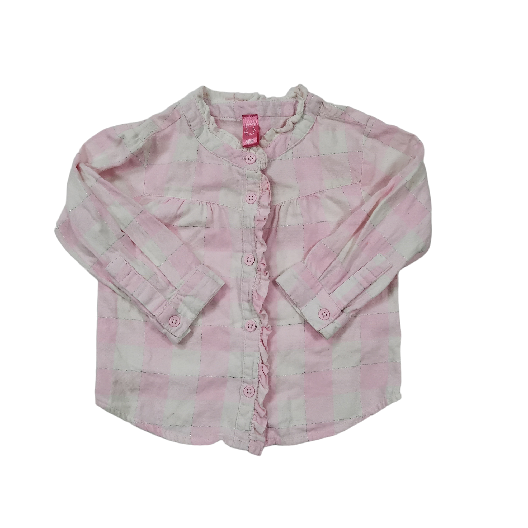 Blusa rosa cuadrille y vuelitos