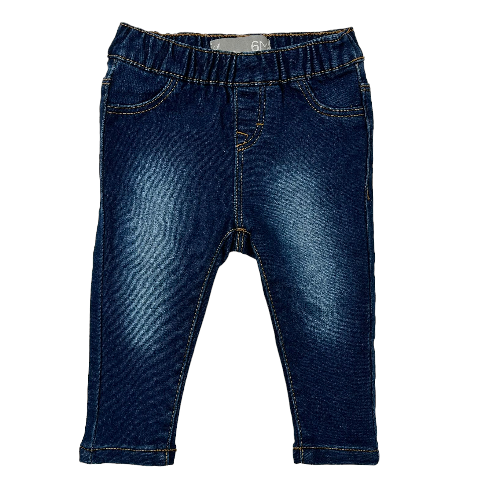 Jeans mezclilla con pretina ajustable bolsillos falsos