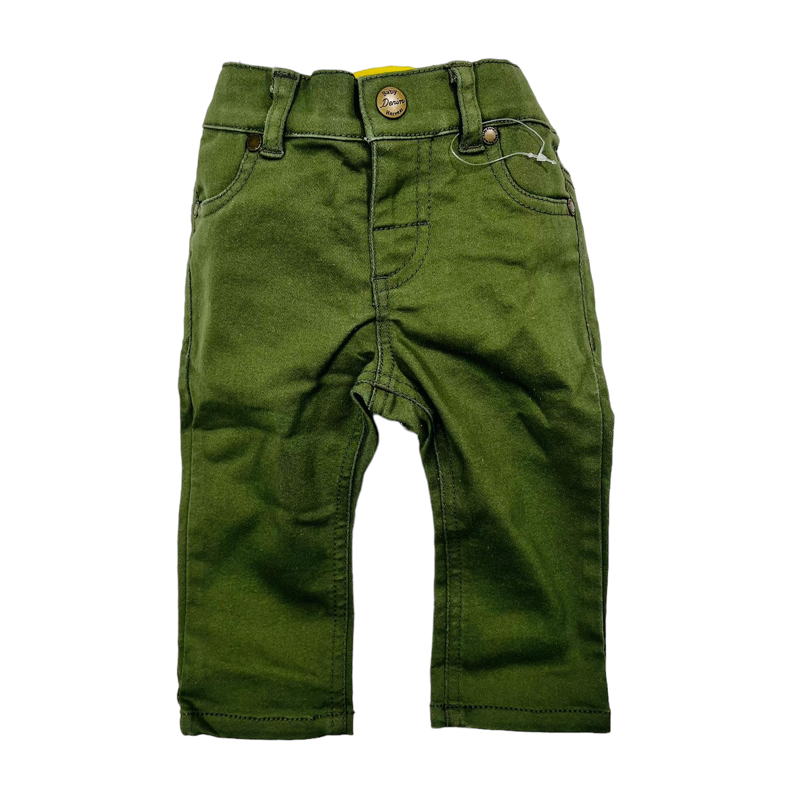 Pantalones pitillo verde con pretina y bolsillo