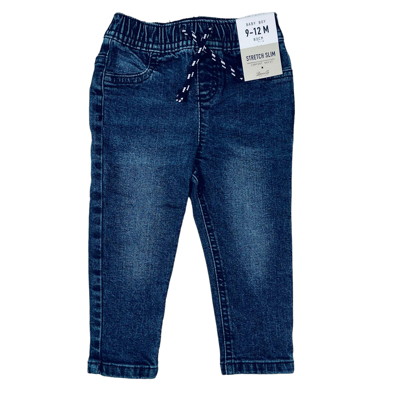 Jeans mezclilla con pretina ajustable cordones azul con blanco nuevo con etiqueta