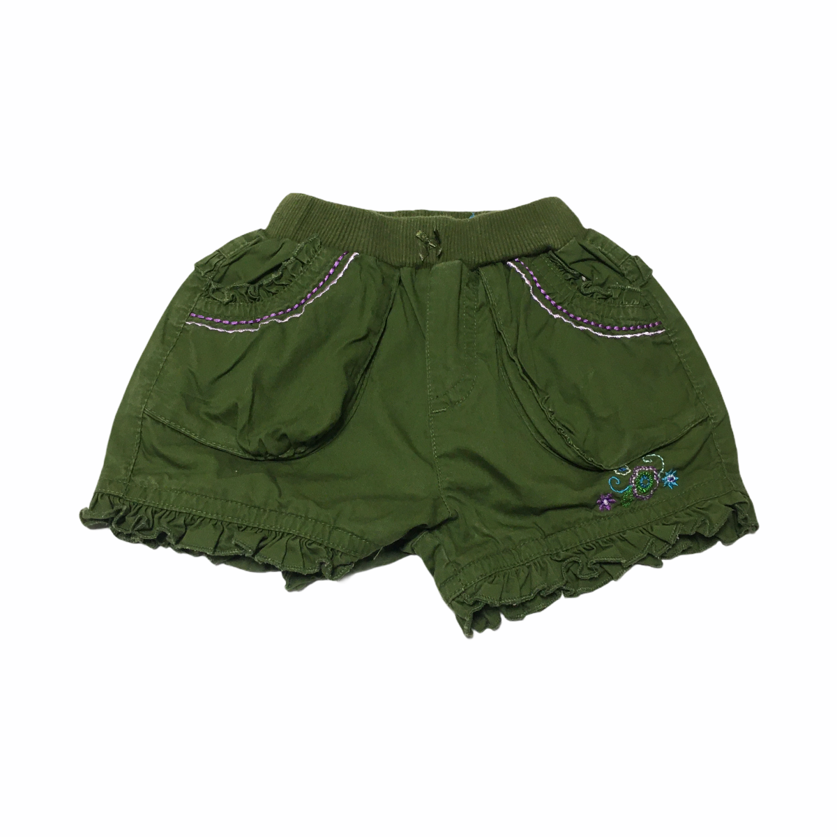 Shorts Place Verde con Florecitas Bordadas