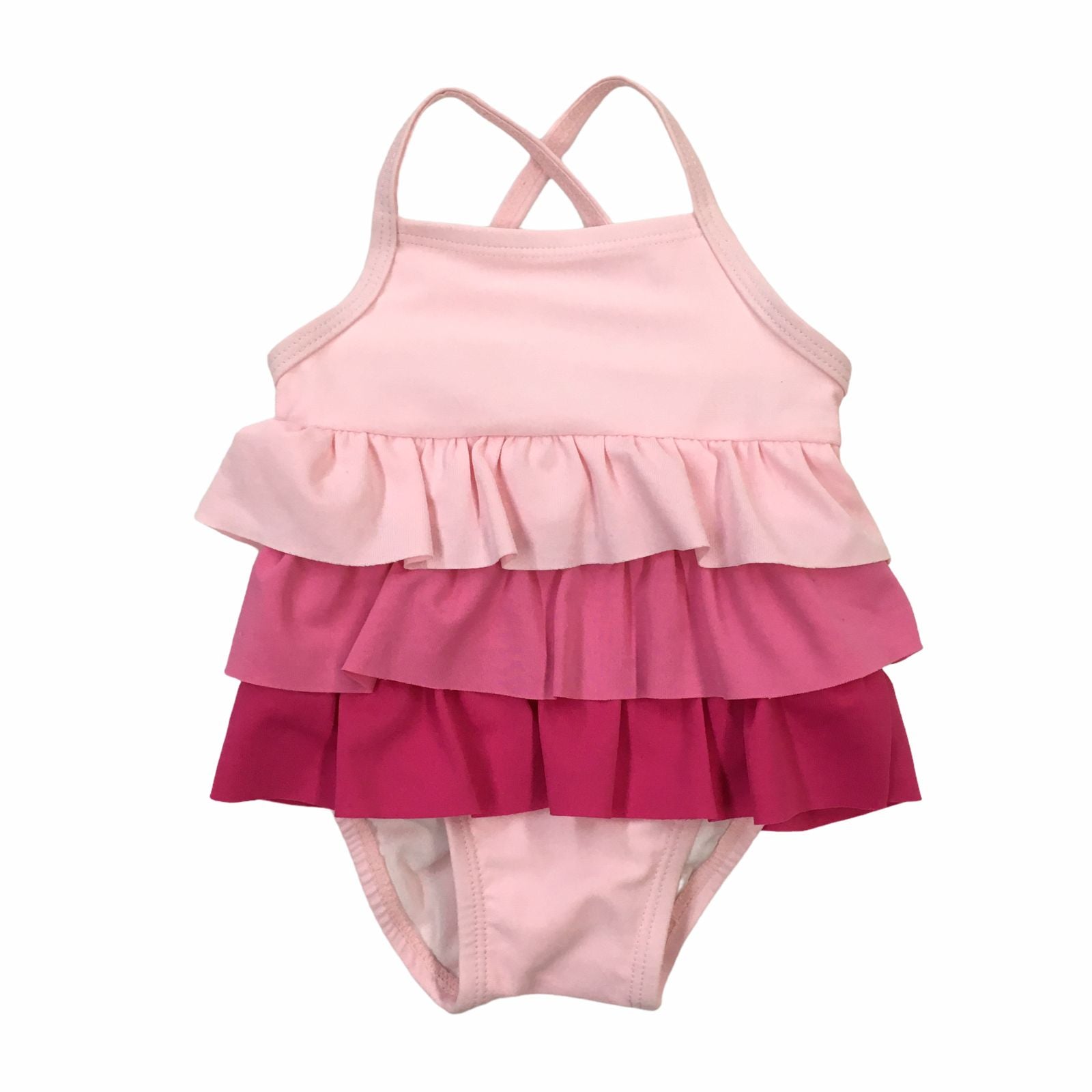 Traje de Baño con Vuelitos Rosado y Fucsia