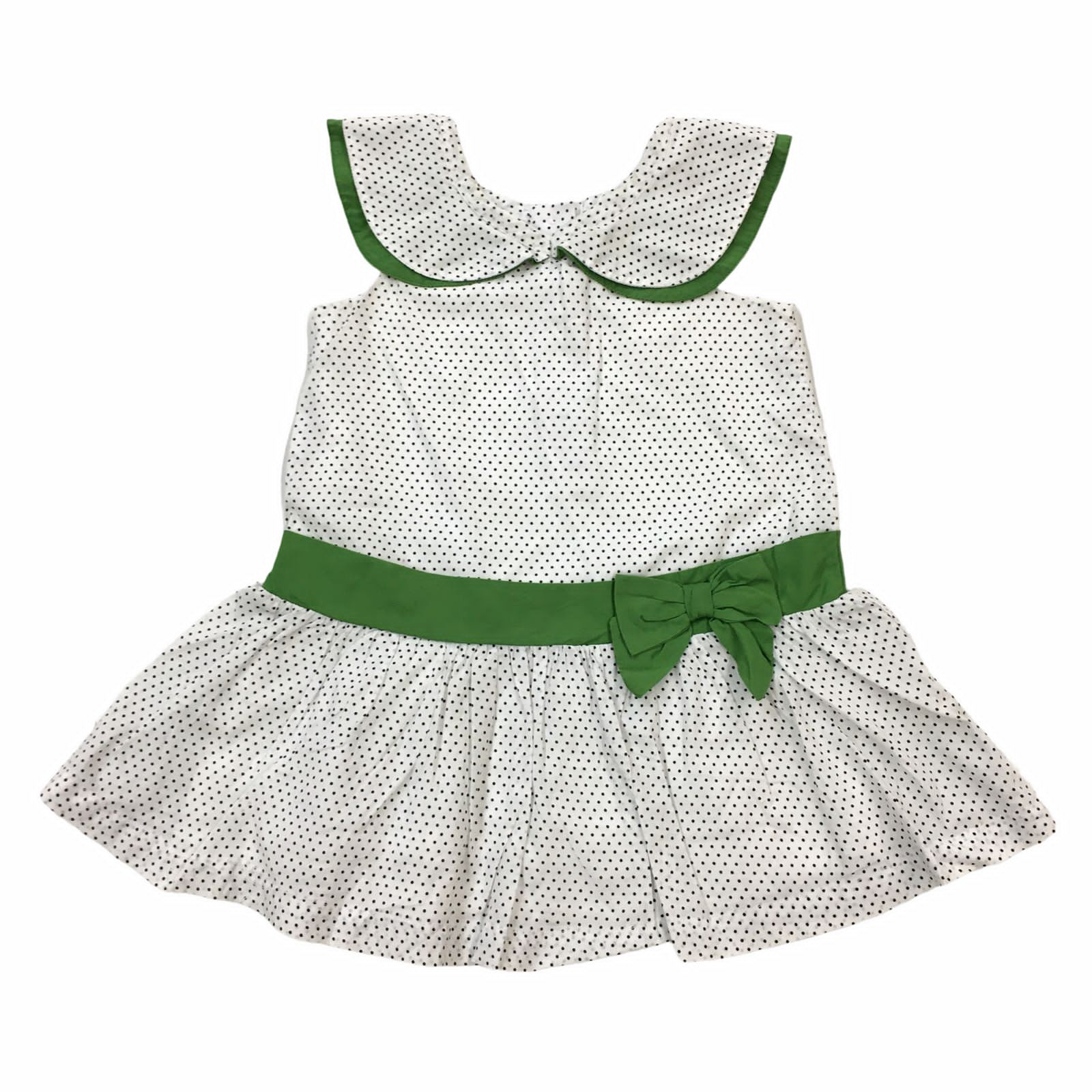 Vestido Blanco y Verde con Puntitos Negros