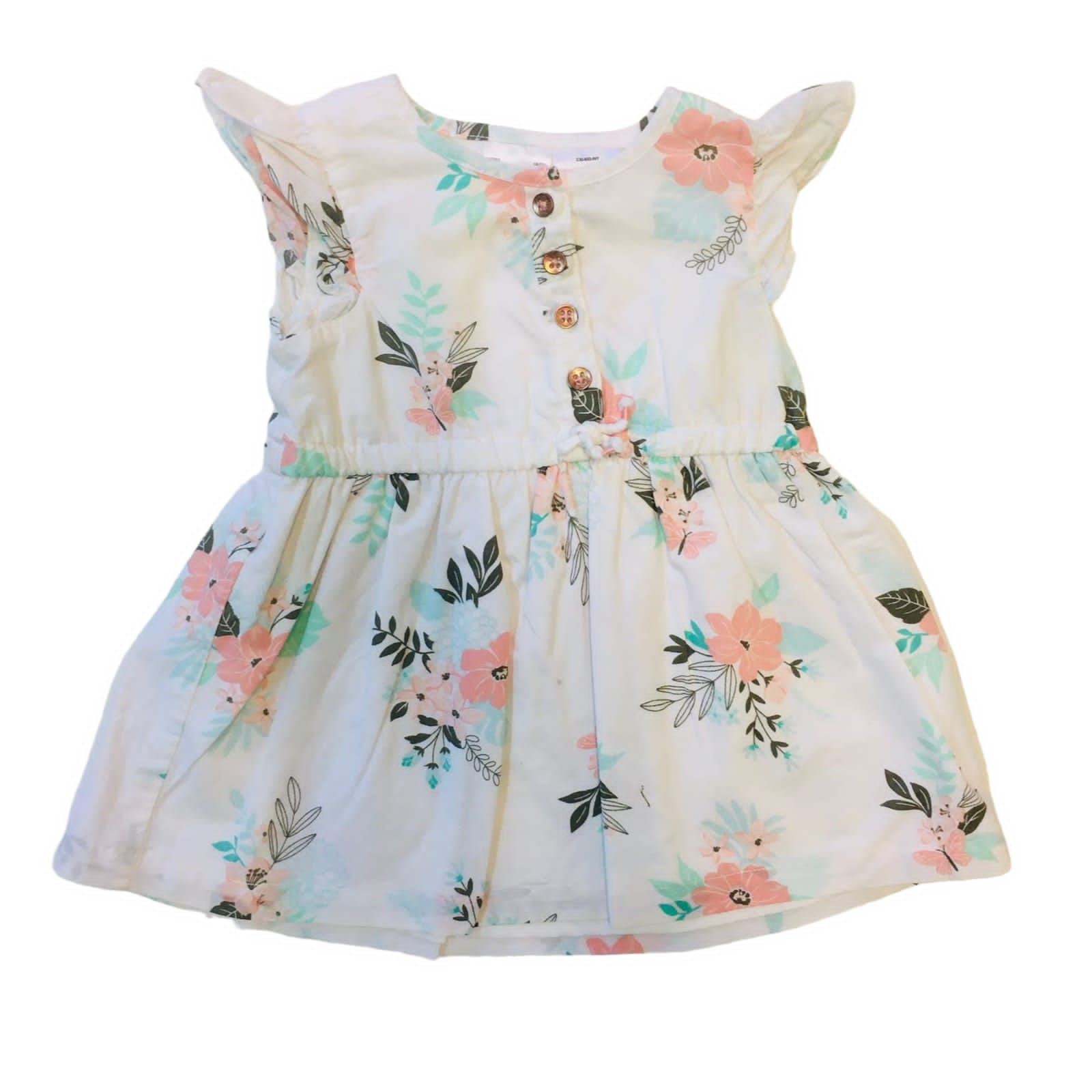 Vestido Carter's blanco con flores y botones