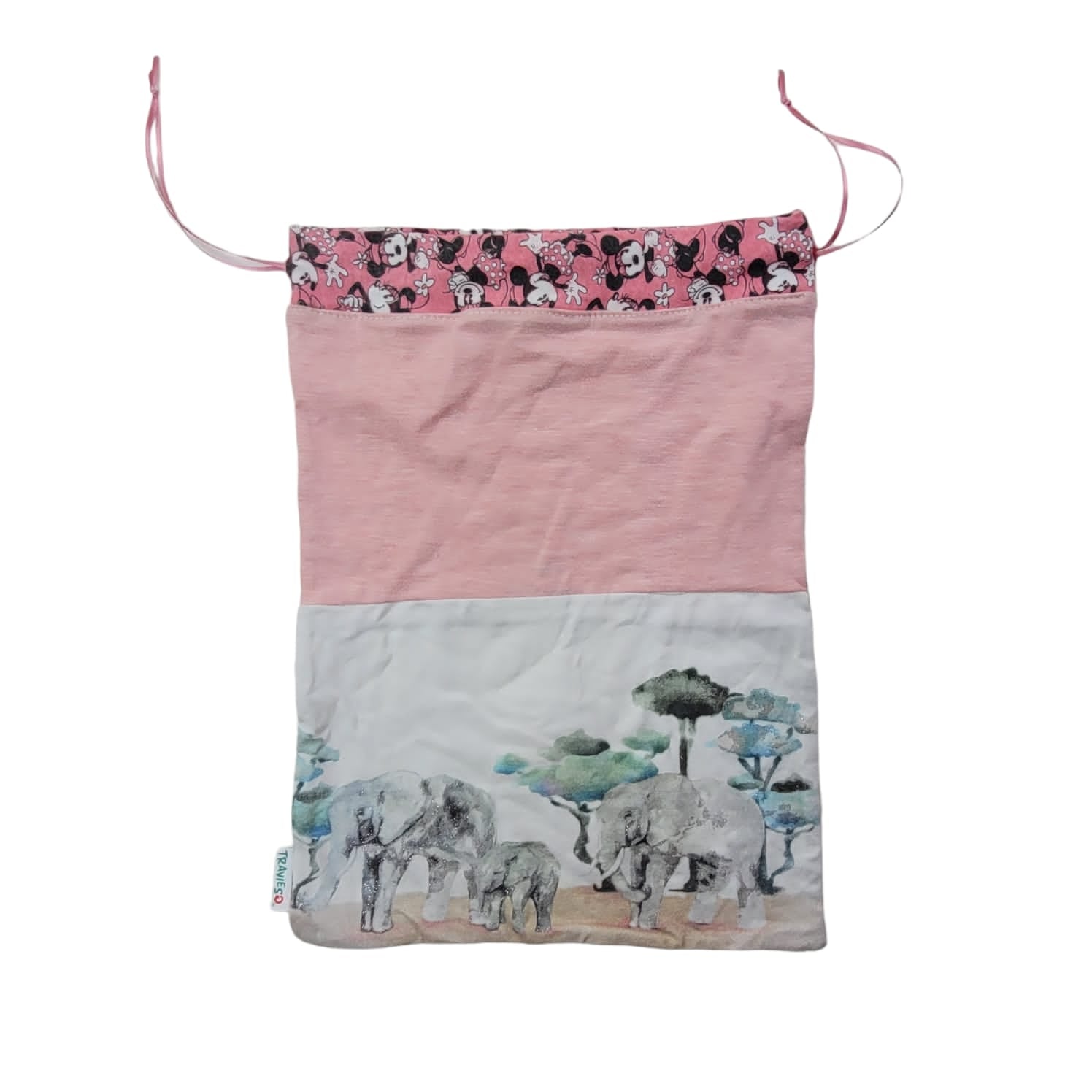 Bolsa para Jardin rosada con blanco "Elefantes"