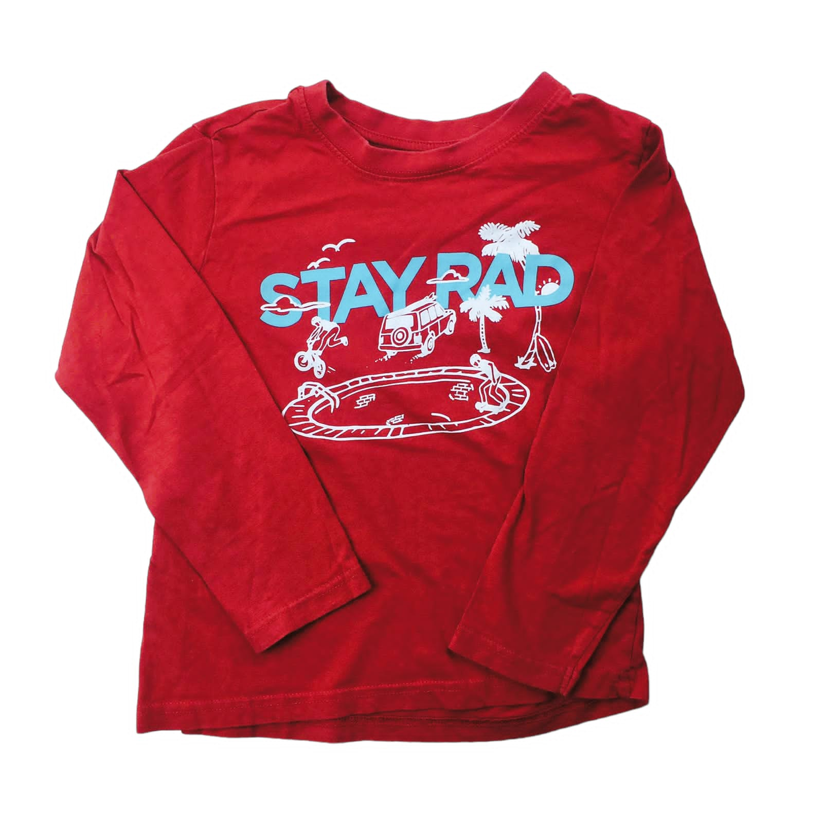 Polera Manga larga roja "Stay Rad"