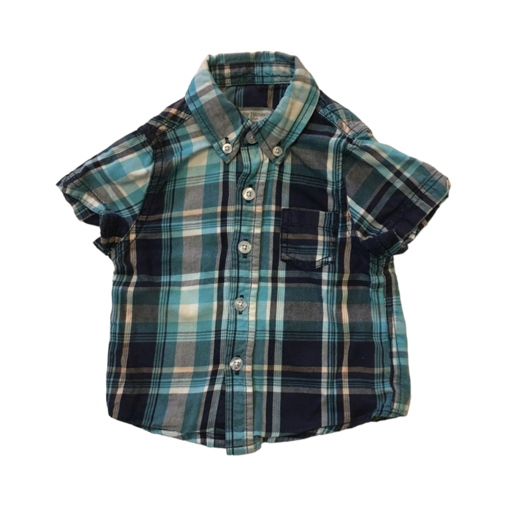 Camisa Manga Corta a Cuadros Azules