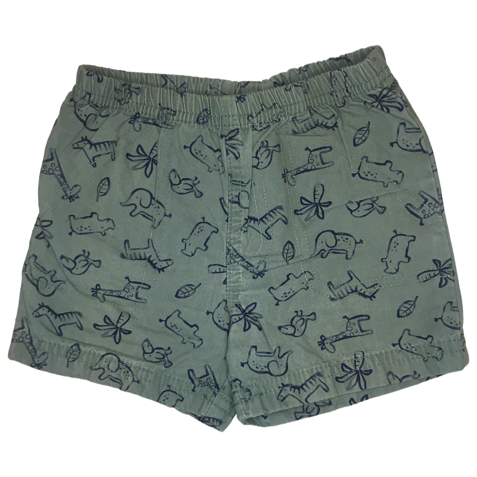 Short Carter's verde con jirafas y elefantes