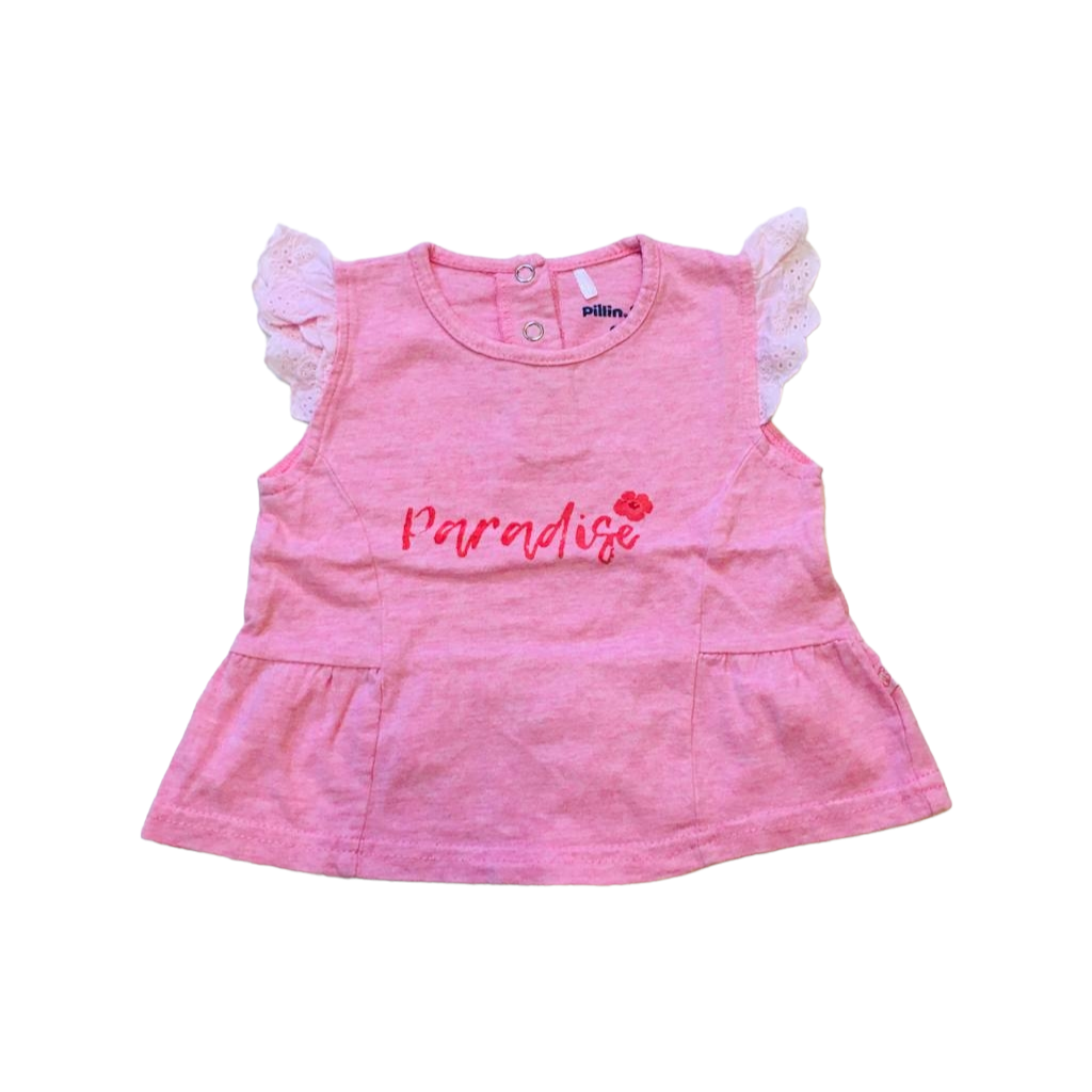 Polera manga corta rosada "Paradise