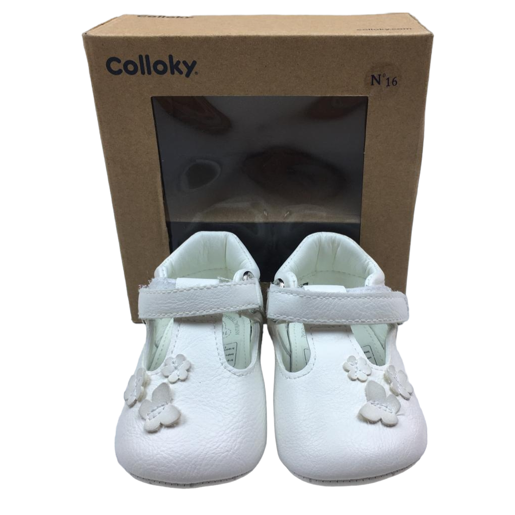 Ballerina blancas con mariposas y flor, nuevas en su caja