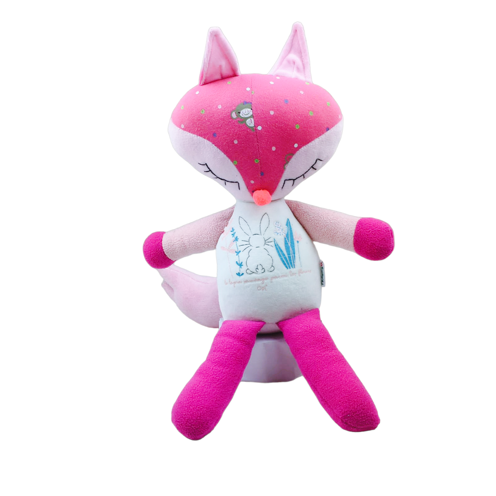Peluche Zorro Fucsia y blanco