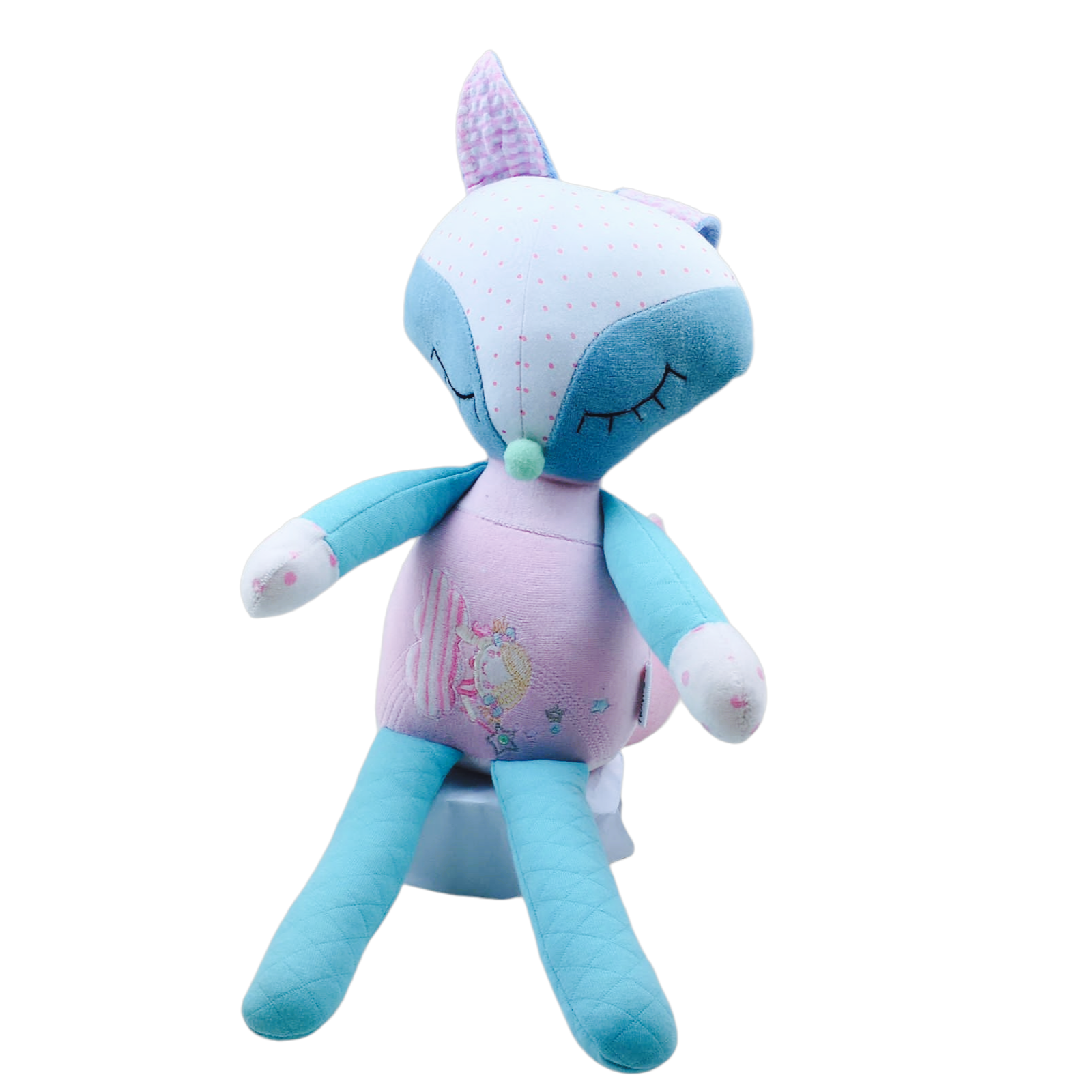 Peluche Zorro celeste y rosado