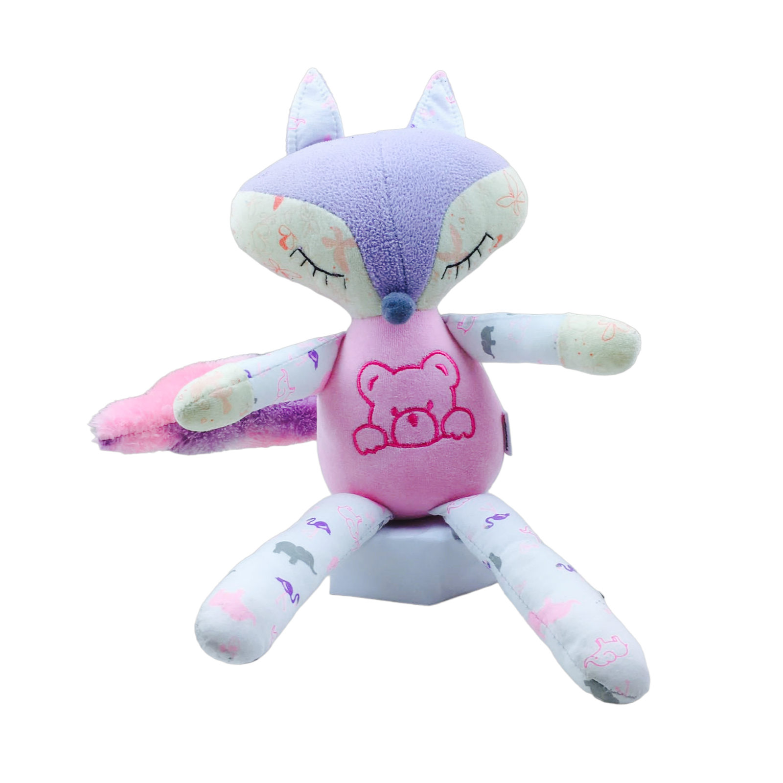 Peluche Zorro Lila con rosado "Osito"