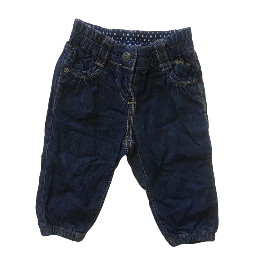 Jeans Azul Forrado Interior de Algodón Cintura Elasticada