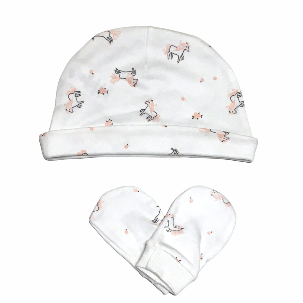 Pack de Gorrito y Mitones de Algodón  Diseño Unicornios