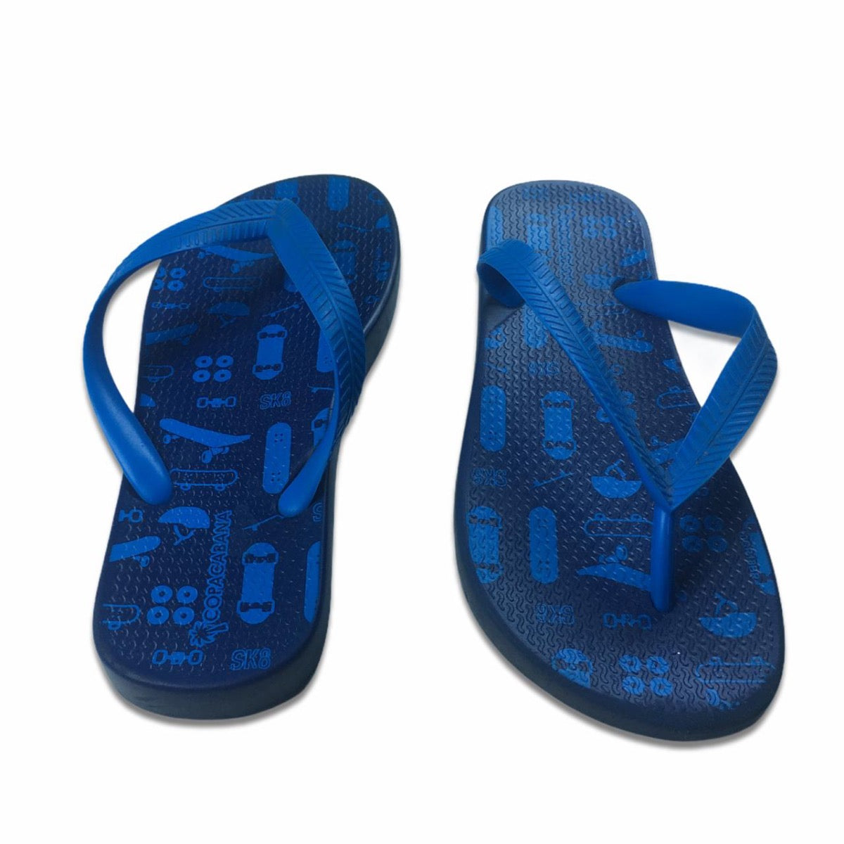 Sandalias Azules con Diseños Celestes y Soportes de Goma Celestes