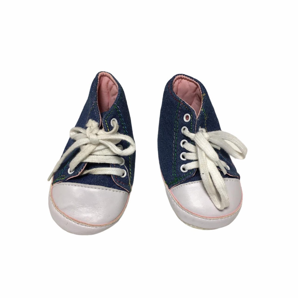 Zapatillas Blandas con Caña de Mezclilla con Cordones Blancos