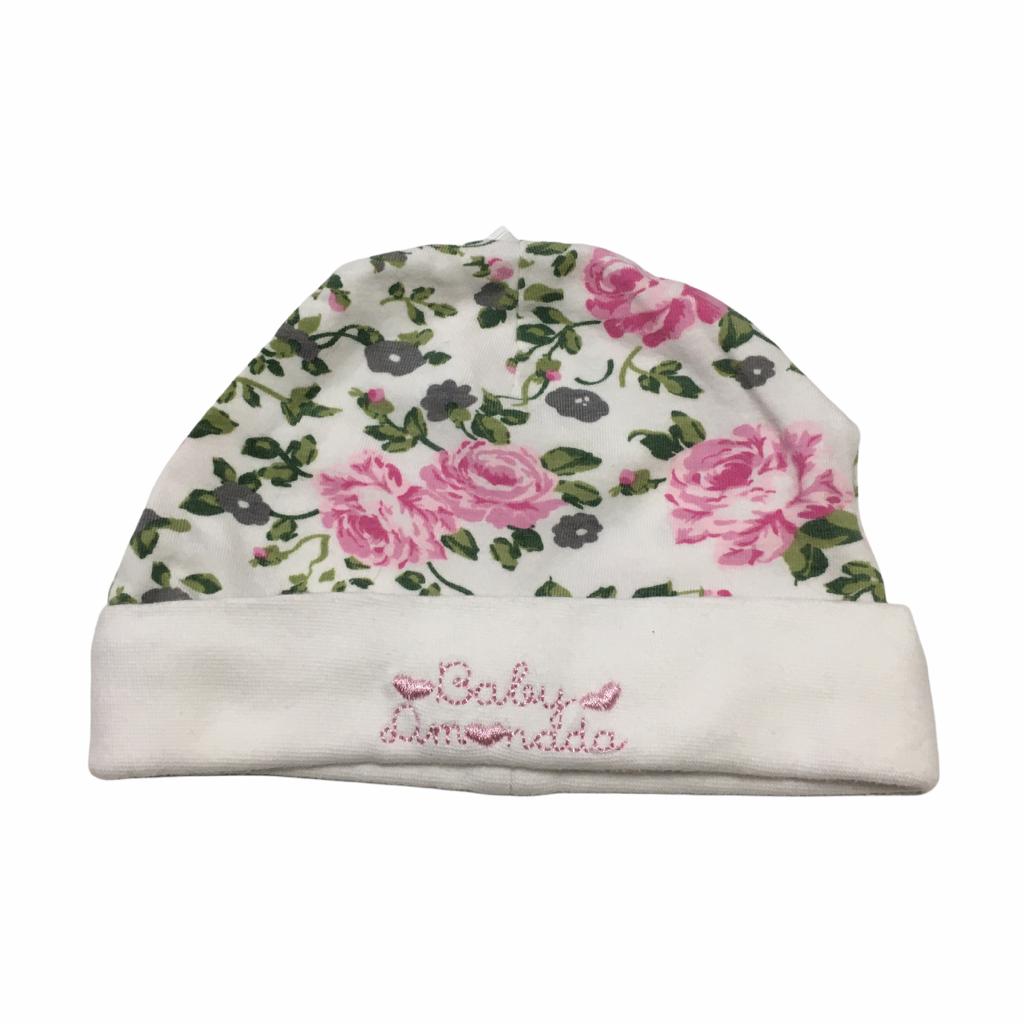 Gorrito de Algodón Blanco con Florecitas