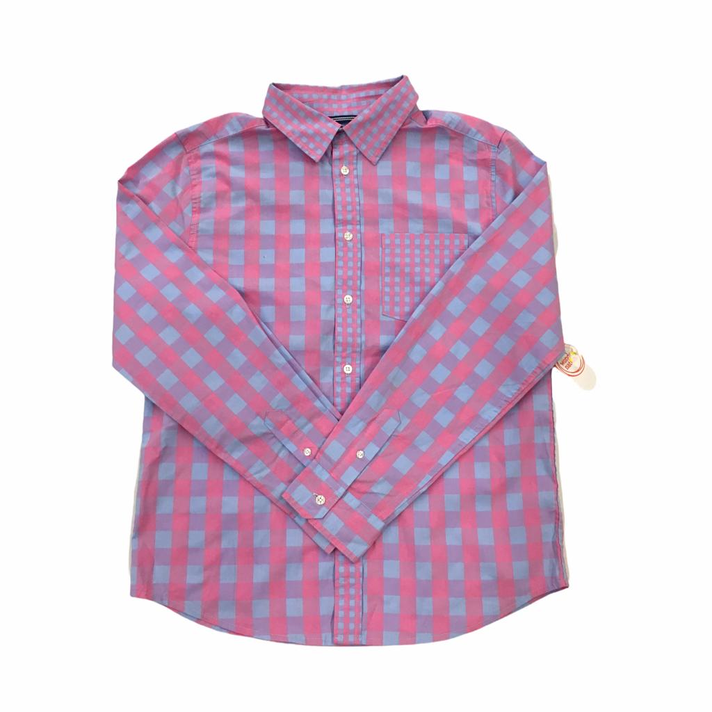 Camisa a Cuadros Rosa y Celeste Nueva Con Etiqueta